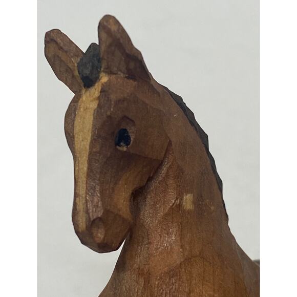 VINTAGE HAND CARVED WOODEN PONY HORSE 3” PRIMITIVE Folk Art - Picture 3 of 11